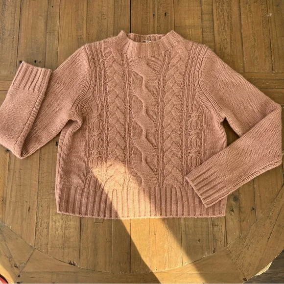 Vince Cashmere Shrunken Cable Sweater Women’s Medium Blush Cable-knit Cozy - Picture 2 of 9